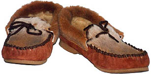 kangaroo fur trim moccasins